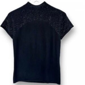 Reiss Short Sleeve Crystal Adorned Evening Black Soft Wool Sweater